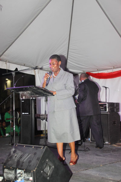 Pastor Aster Allen delivering her sermonette at the National Day of Prayer. asterallenatnationaldayofprayer08012012