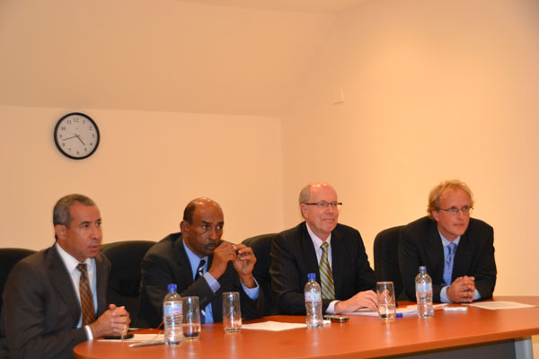 From left to right, Mr. Alberto Romero (Cft member upon proposal of Curaçao), Mr. Richard Gibson (Cft member upon proposal of Sint Maarten), Prof. Age Bakker who has recently been postulated as Chairman for Cft Sint Maarten, Curaçao, and Cft BES along with Mr. Kees van Nieuwamerongen (secretary to the Board). cftvisitssxm18012012
