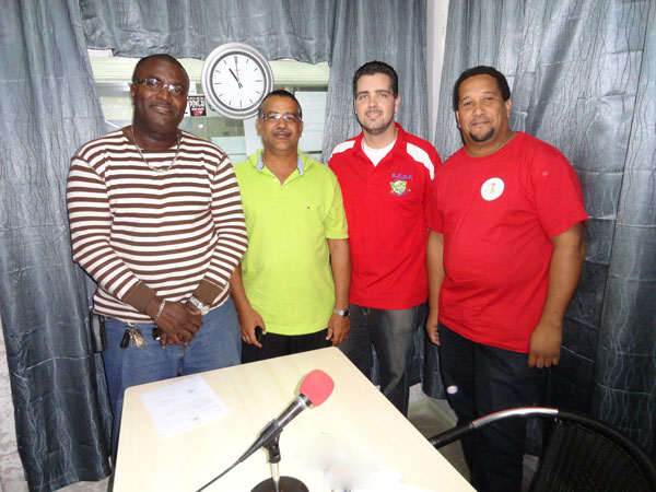 From left to right, FCDSM President Mr. Richardson, Erno Labega SCDF treasurer, SCDF President Stuart Johnson and FCDSM Public Relations Officer Robert Fleming. fcdsmandscdf08012012
