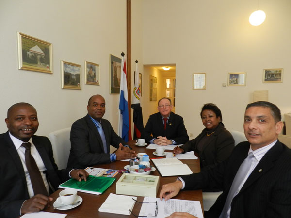 Left to right, Minister of Plenipotentiary Hon. Mathias Voges (center), and Minister Plenipotentiary Cabinet Advisor Perry Geerlings (right) in the meeting with officials from S-4. mvogesmeetswiths413012012