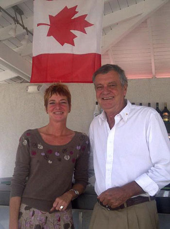 Pierre Decelles with Nathalie Sabourin at official White Flag opening. pdecellesofficiallyopenswhiteflag10012012