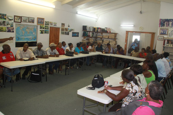Pelican workers that are facing dismissal at a meeting on Monday with Labour Department representatives. pelicanworkersatlabourdepartment09012012