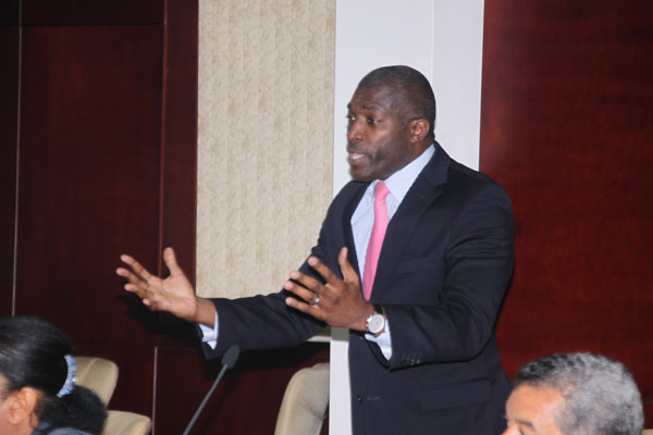 Member of Parliament Patrick Illidge on the floor of Parliament on Wednesday. pillidge25012012