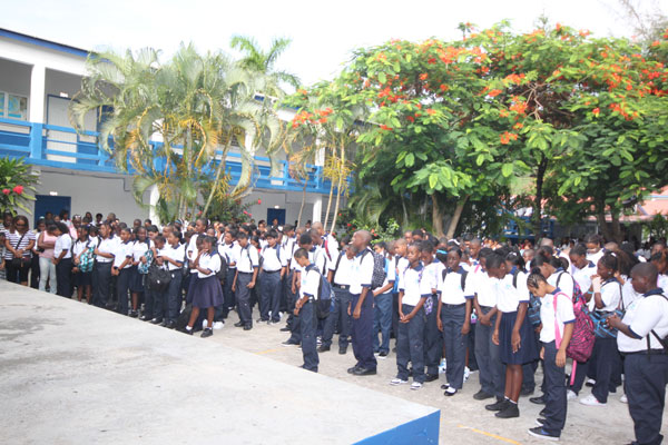 Students at the St. Maarten Academy during their Assembly Monday morning. sxmacademystudents13082012