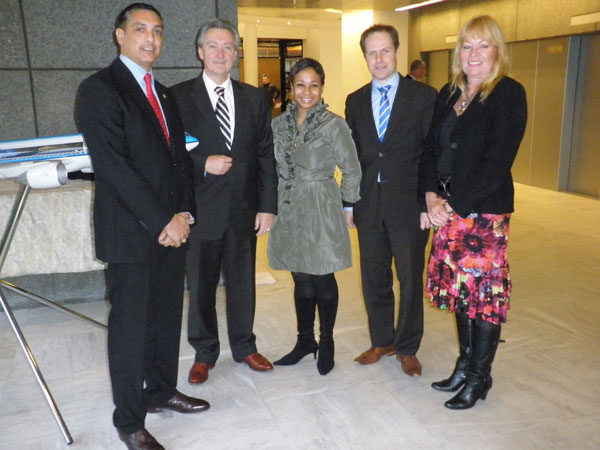 Left to right, Advisor to the Sint Maarten Cabinet of the Minister of Plenipotentiary Perry Geerlings, Vice President Government and Industry Affairs Willem de Jonge, Sint Maarten Tourist Office Director May-Ling Chun, KLM Senior Network Planner for Central and South America Frits van Look, Regional Director Benelux Lydia Haveman. Not in the picture is KLM Vice President Verkoop & Services Nederland Carl Schellema. sxmtouristofficialsmeetwithklm22012012