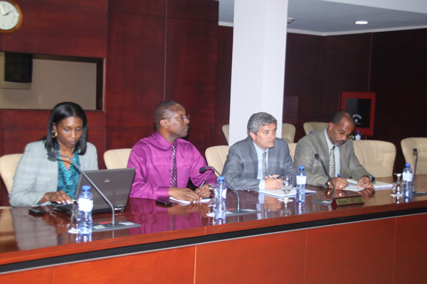 Minister of Infrastructure Theodore Heyliger and his support staff at Monday’s meeting of Parliament. theyligerandsupportstaff16012012