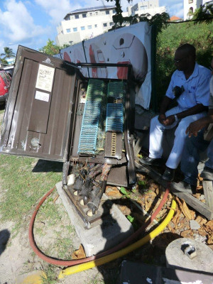 A TelEm Group cabinet, similar to the one being worked on Saturday. pelicancablerepair19012018