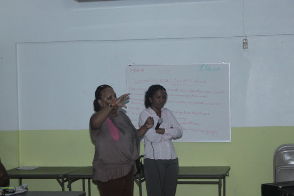 President of WITU Claire Elshot and Attorney at law Shaira Bommel addressing the teachers on Monday afternoon. celshotandsbommel07022011