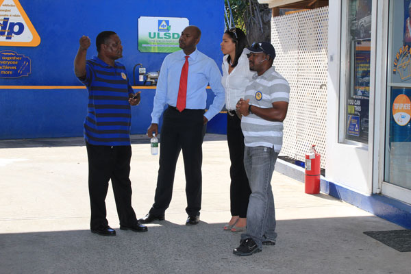 L-R Samuel Mc Sheene, Bevis Sylvester, Chaunci Cline and Junior Baker discussing Delta Petroleum issues. deltapetroleumissues22022011