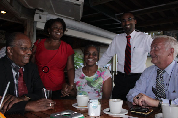 Attorney at Law Richard Gibson Jr. joins Merx, Hodge, Richardson and her friend at Chesterfields restaurant. ehodgeandfriends04022011