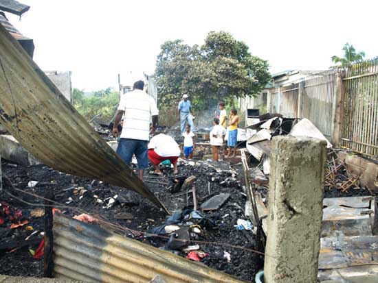 Remains of burnt homes. fire