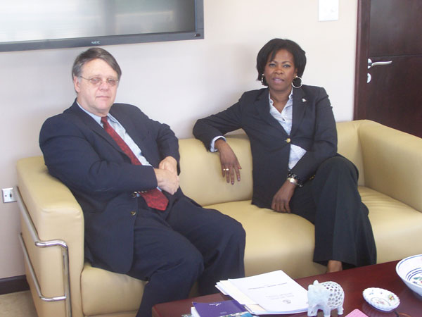 Left to right, Constitutional Court Judge Bob Wit and President of Parliament Hon. Gracita Arrindell. garrindellandbobwit07092011
