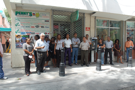 Store owners on Back Street in silent protest. imaprotest27052009