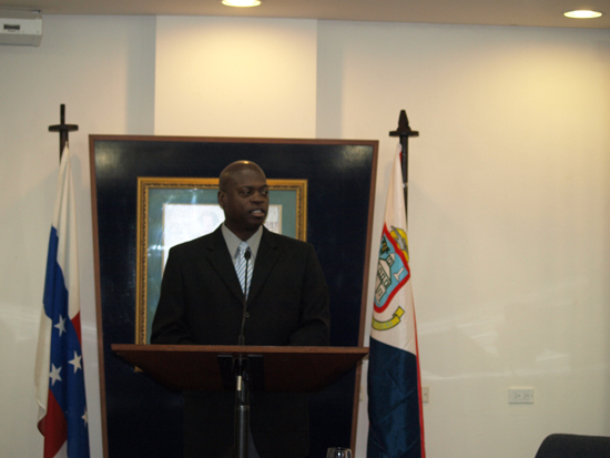Island Councilman Louis Laveist at yesterday’s Island Council meeting. loulou