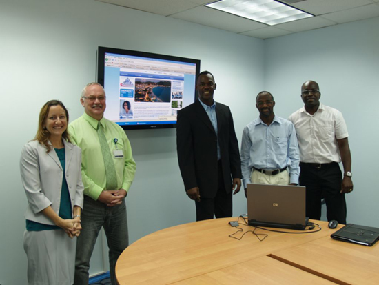 The GEBE website project team, (from l to r), Giselle Dirck-Williams, Corporate Communications Officer, Gerard Ooms, ICT Manager, William Brooks, Managing Director, Steve Duzanson, Commercial Manager, Tyron Jones, Senior Programmer. p1017352