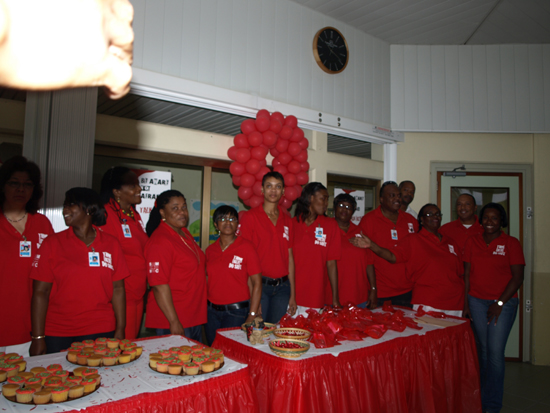 Staff of the St. Maarten Medical Center during their Red Campaign. red