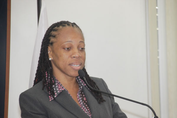 Minister of Education Rhoda Arrindell during the COM press briefing. rhodaarrindell02022011