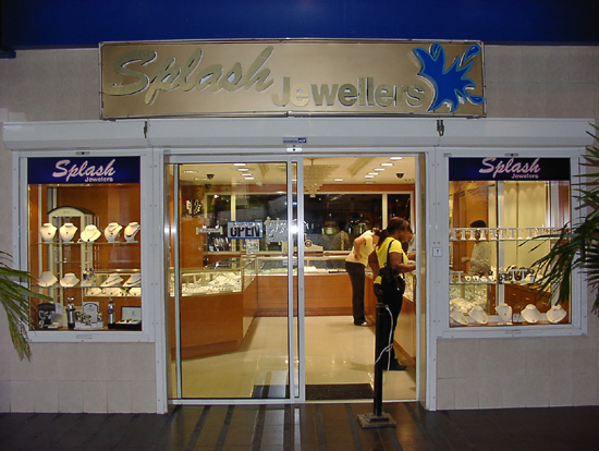 The robbed jewelry store. splash