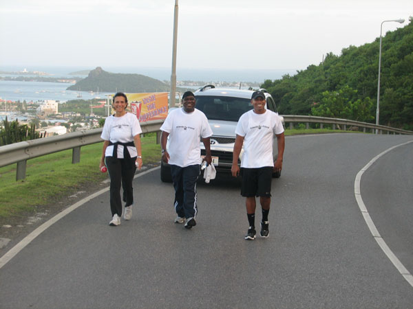 On the left Hon. Prime Minister Sarah Wescot-Williams along with some other participants in last weekend’s walkathon. swescotwilliamsatwalkathon09082011