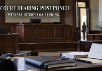 Court hearing postponed pending witness interviews.