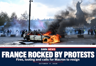 Fires, looting and calls for Macron to resign as mass protests sweep France.