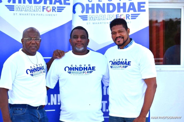 Father and Son: MP William Marlin, National Alliance candidate Cloyd Ohndae Marlin and Terry Peterson. williamterryohndae13022023