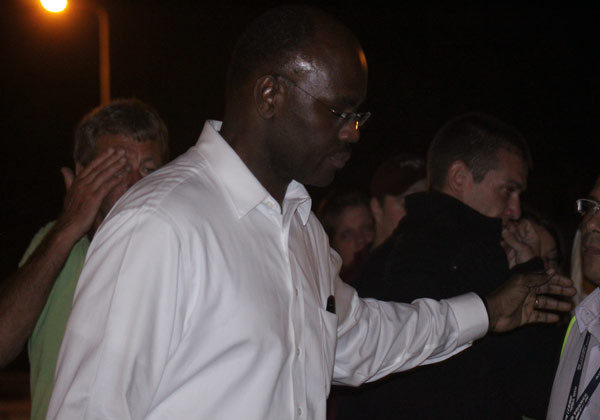 Airport Director Eugene Holiday among the passengers last night. eugene19022010