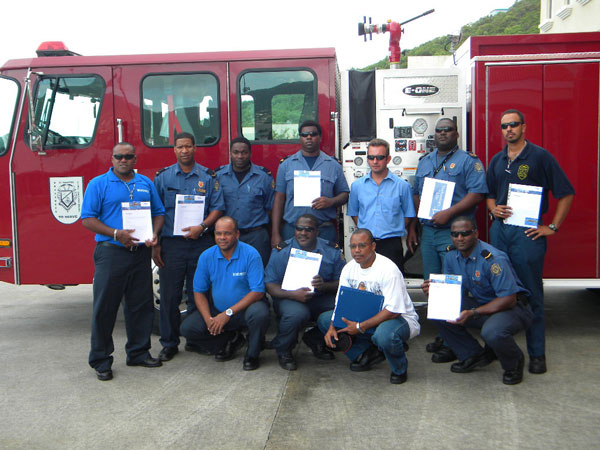 The 10 fire fighters proudly display their certificates after completing the course. firedeptraining23092010